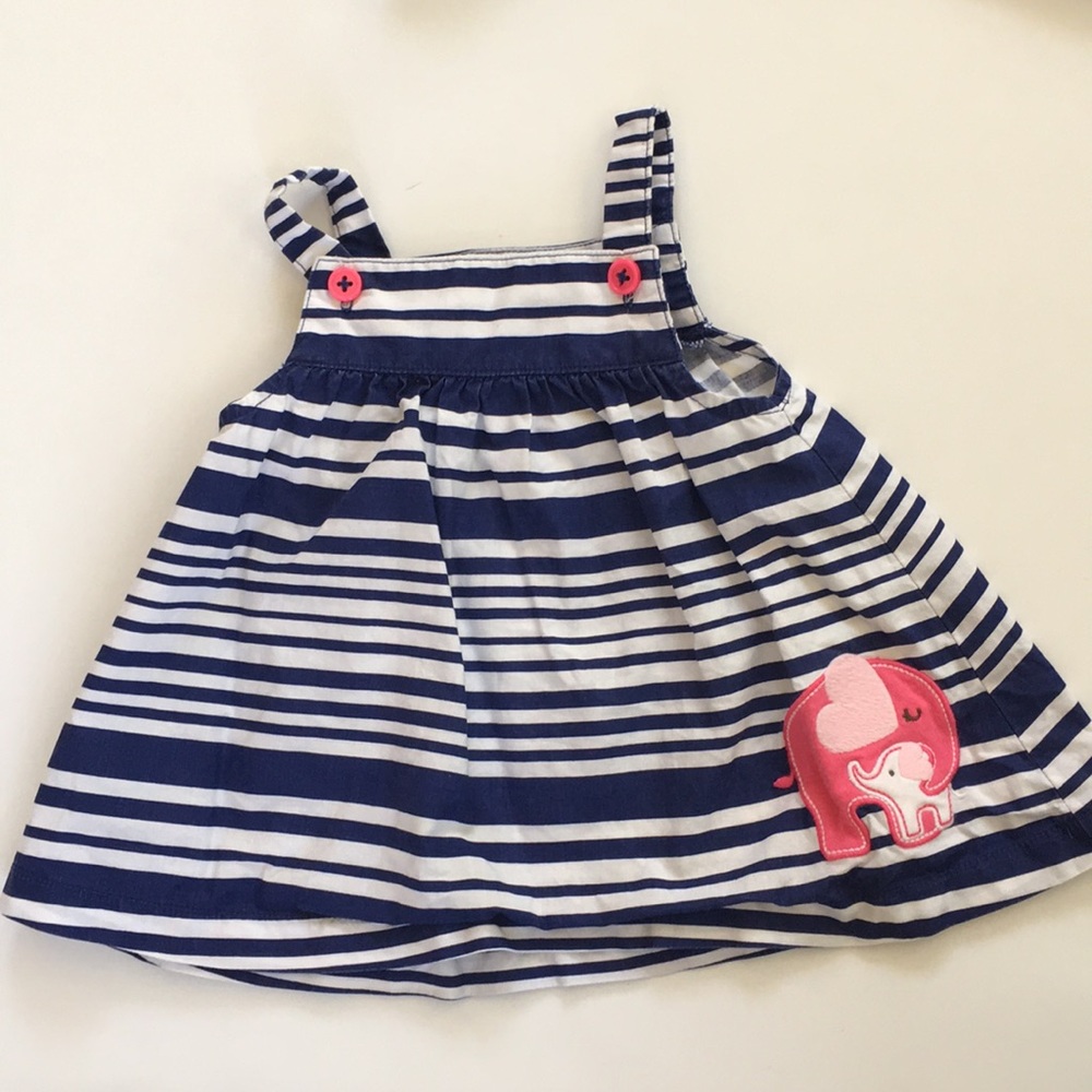 9 months baby girl sundress elephant blue white